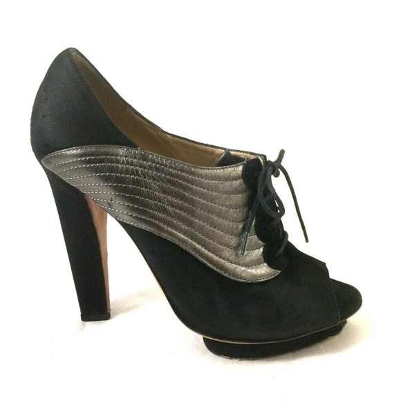 ALBERTA FERRETTI Pump Lace Up Bootie Suede Black - Picture 2 of 9